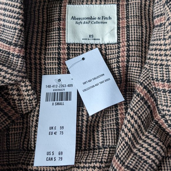 Nwt Abercrombie Oversized Flannel Shirt 